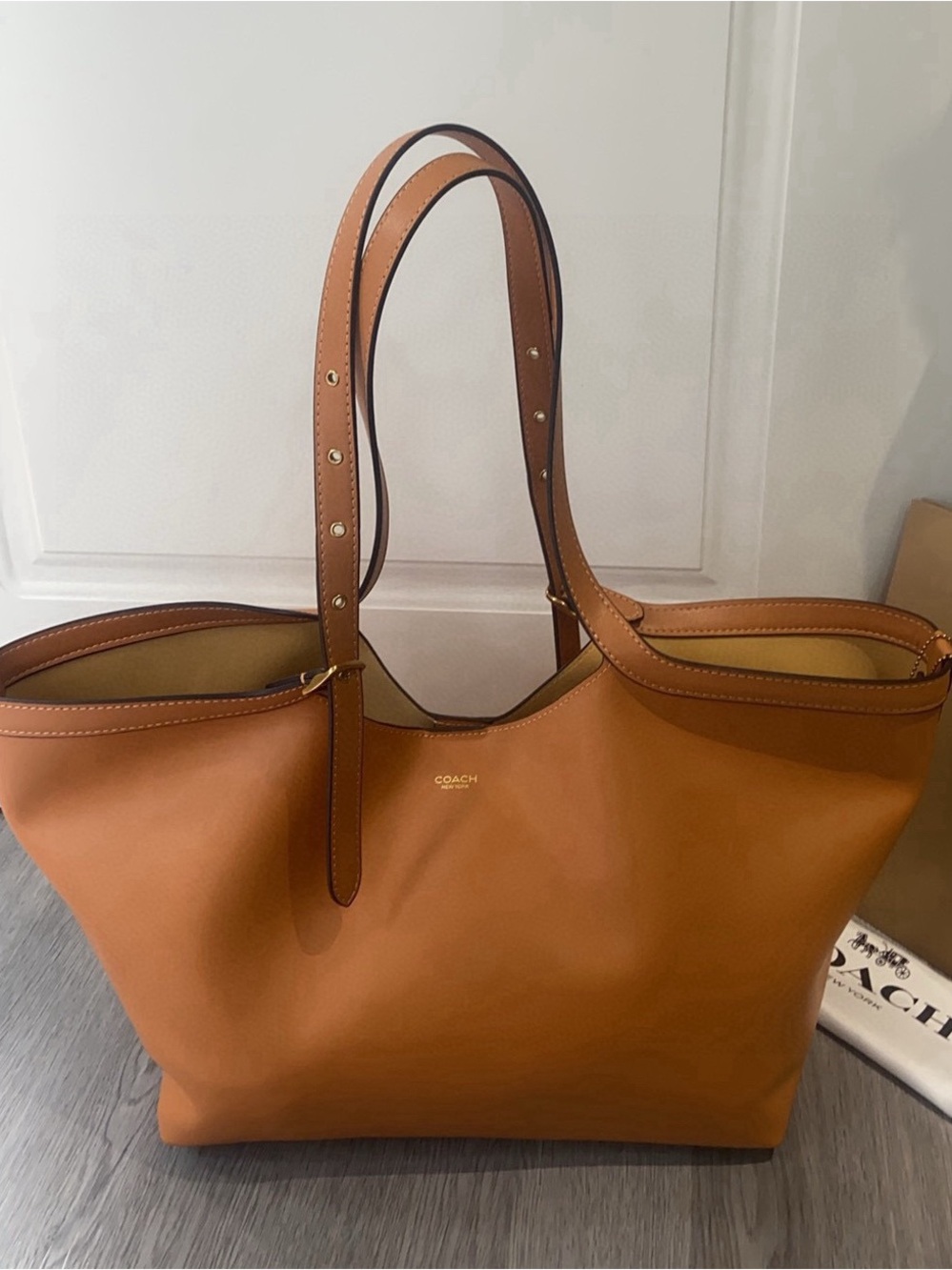 Coach Cognac Leather Tote with Adjustable Straps
